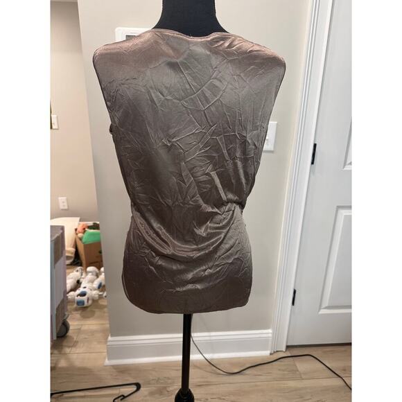 Vintage Y2K Maurices Shirt Lace Underlay Ruched Draped Gunmetal Color Medium - Picture 2 of 8